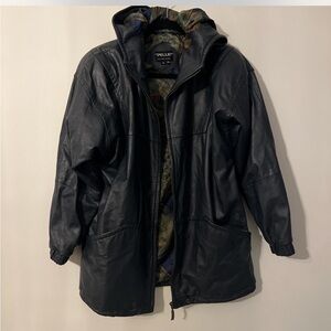 Pelle new york hooded men's leather jacket size small